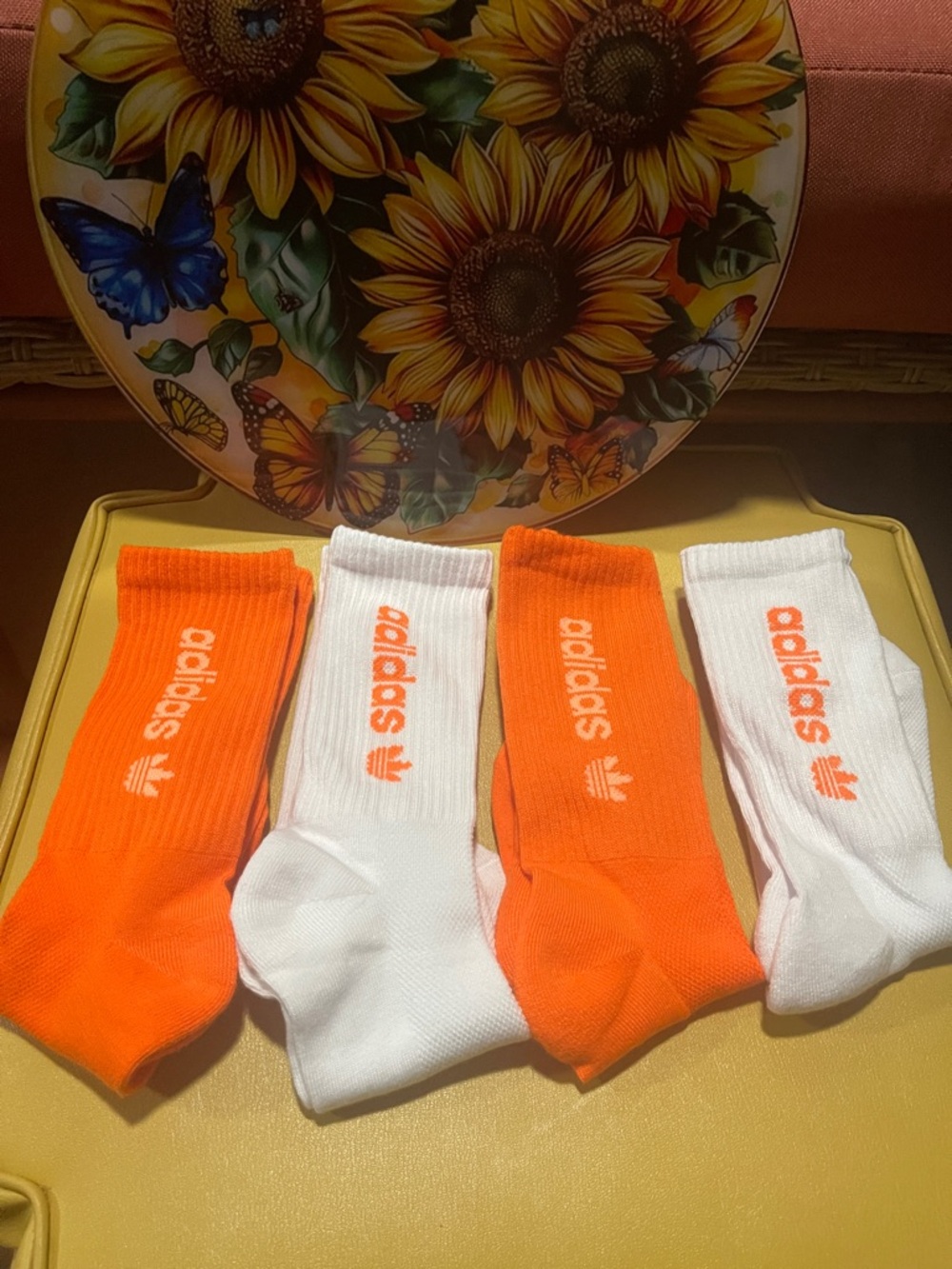 adidas Men’s Crew Athletic Socks - Orange & White (4-Pack)